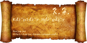 Káplár Hágár névjegykártya
